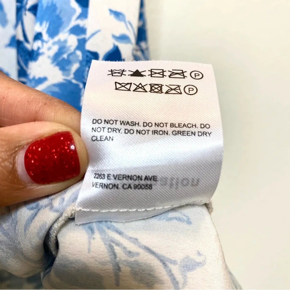 REFORMATION blue & white silk floral dress π - Picture 6 of 13